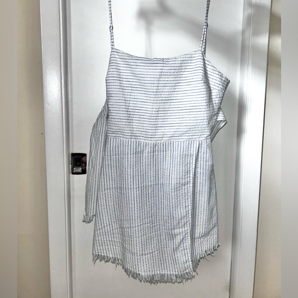 Blue and White Striped Romper